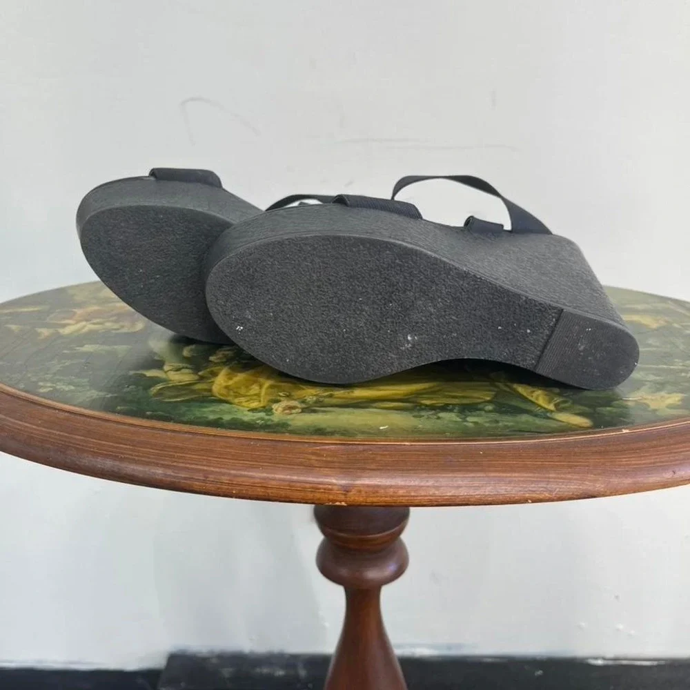 Steve Madden Black Stina Wedge Sandals - Chunky Y2K Platform Slides - Size 8M
